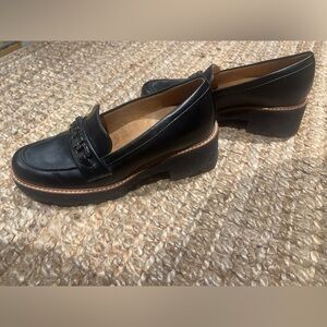 Black Loafers with Chain Detail